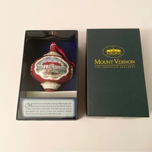 Vintage Mount Vernon Porcelain Christmas Ornament Estate Carriage Scene